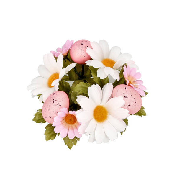Kaarsenring margiet wit met ei rose ø 120 mm per 24 stuks #2236/MS686-EG166