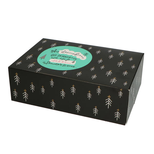 Kerststoldozen 1 pond 'Timeless Santa' zwart 240x160x80 mm
