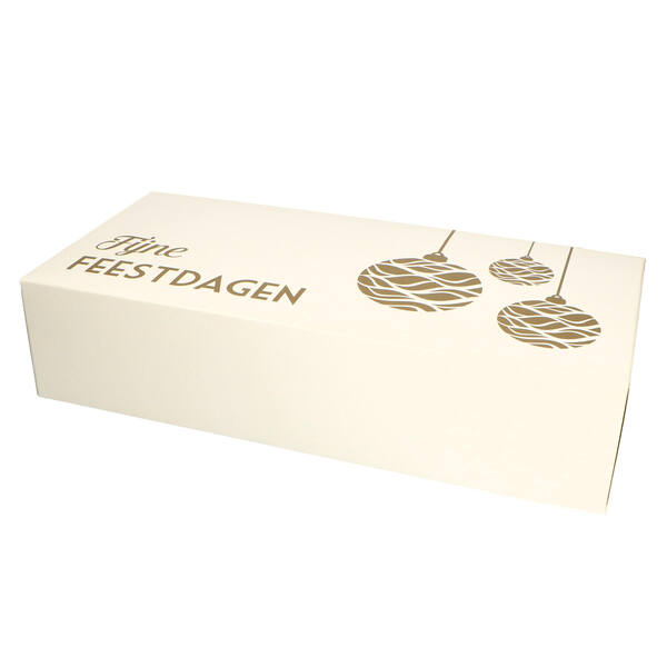 Kerststoldozen 3 pond 'Fijne feestdagen goud' 391x184x92 mm