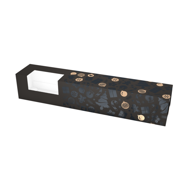 Staafkokers met venster zonder folie dessin 'black gold neutraal met lak tekening' 320x60x60 mm FSC