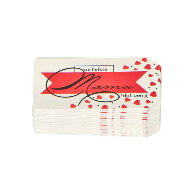 Decoratie labels 'LIEVE MAMA' 75x45 mm per 50 stuks