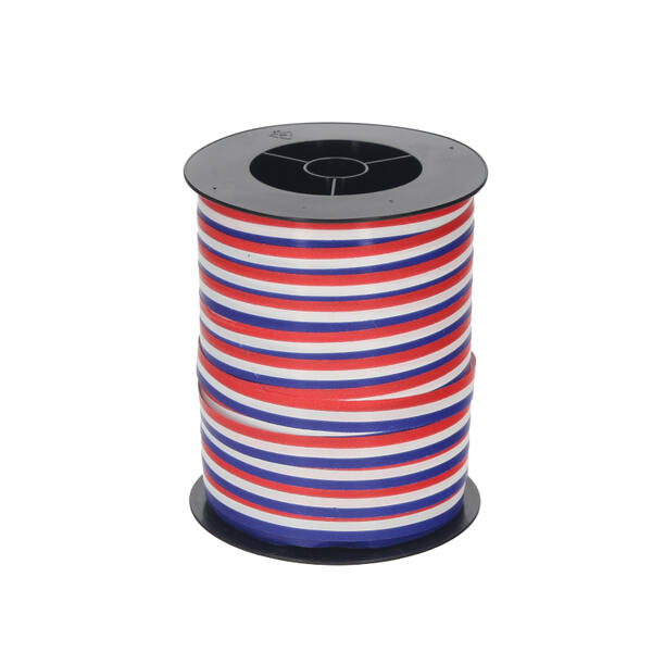 Linten krul rood-wit-blauw 10mm x 250mtr