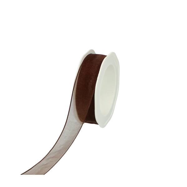Lint organza donkerbruin met draad 25 mm x20 m 8.WOWE26