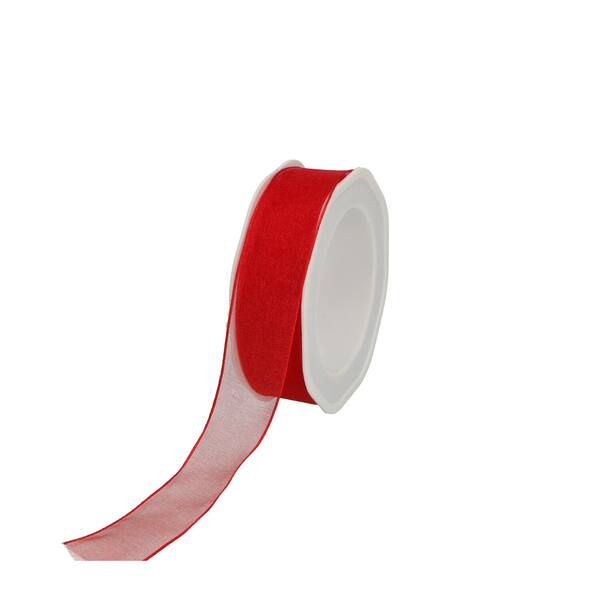 Lint Organza met draad Rood 25 mm x 20 mtr. 8.WOWE26-65