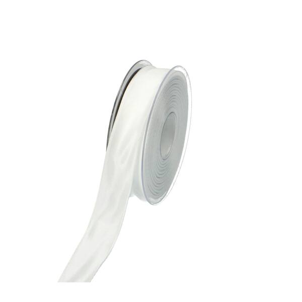 Lint elegance satijn wit met draad 25 mm x25 m 9660.025.01.0025