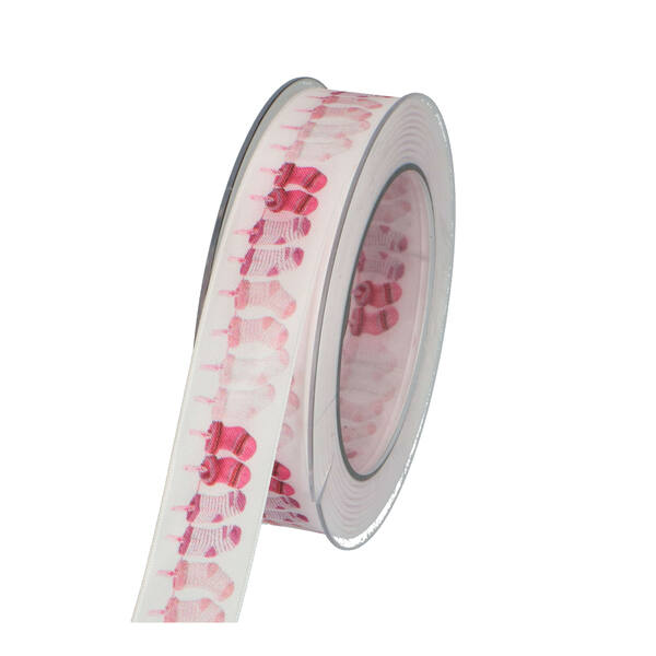Lint met sokjes roze 25 mm x20 m X562 025 21.0015