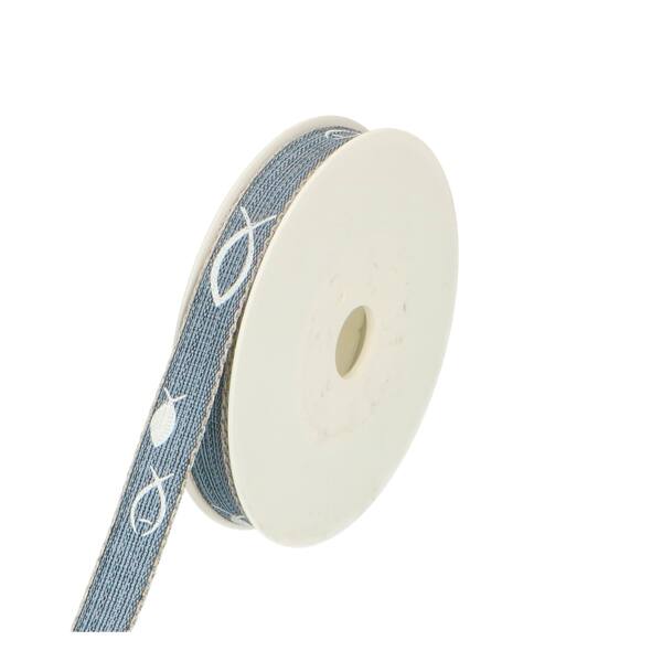 Lint naturel blauw met visje 15 mm x20 m 159 015 50 20
