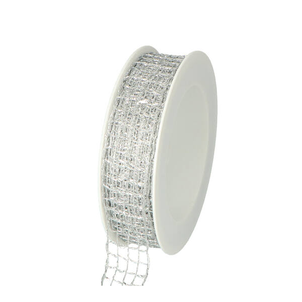 Lint gaaslint Cadilac zilver met draad 25 mm x 20 m 9792.025.05.0020