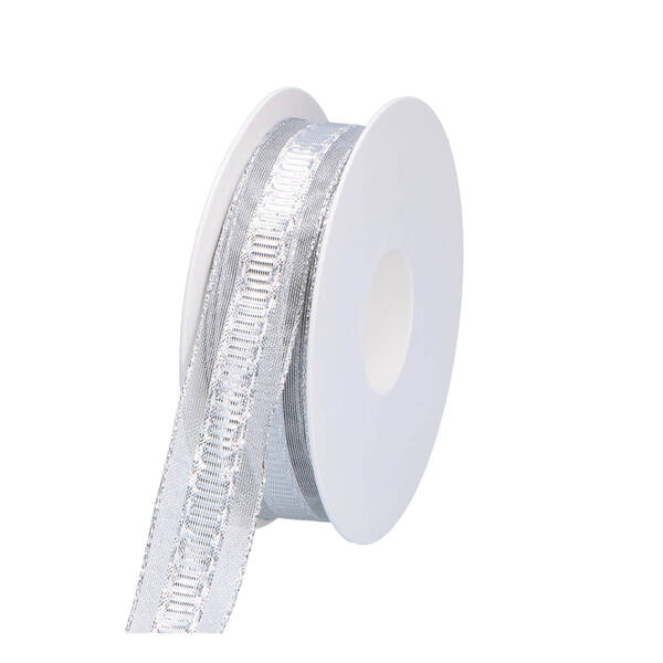 Lint 'Glitterfee' zilver met draad 25 mm x 20 m 532a02505.0020