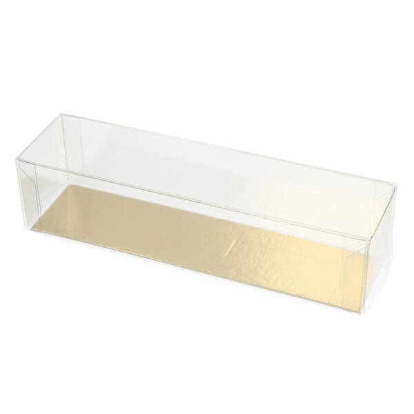 Bonbondozen micadoos transparant met bodem goud 200x50x50/50 mm