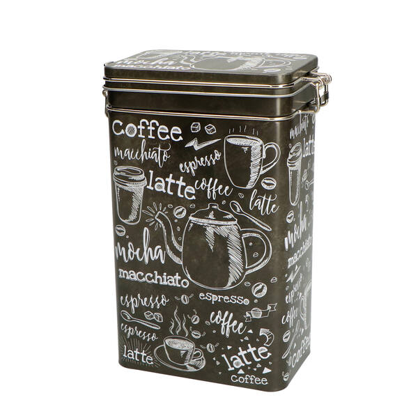 Koffieblik 'Macchiato' 500 gram met beugelsluiting rechthoekig 117x76x196 mm
