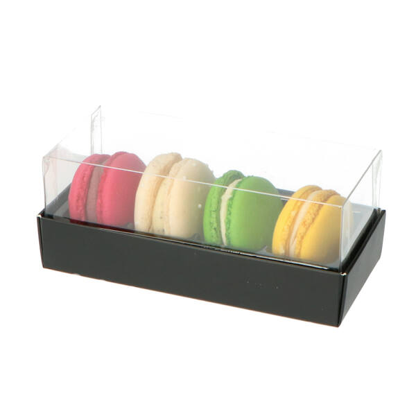 Macaronverpakking '4 stuks' incl. interieur zwart 138 x 61,5 x 27,5 mm