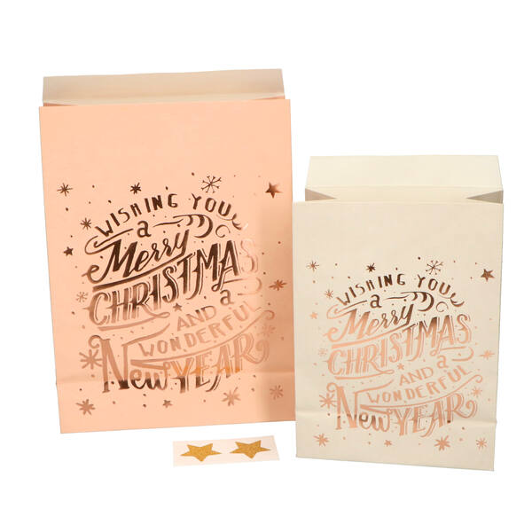 Cadeauzakken van papier 'M.Xmas' 27/20 & 21/15 cm 2 assorti (455100)