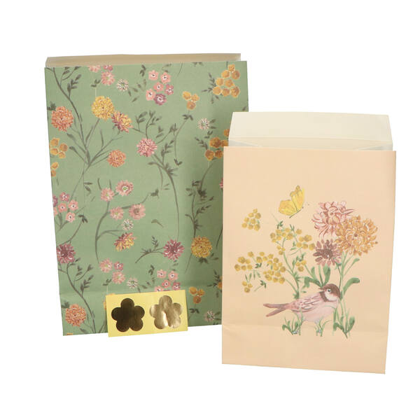 Cadeauzakken papier bloem groen 90x205x275 mm + 80x155x210 mm 2st \807208