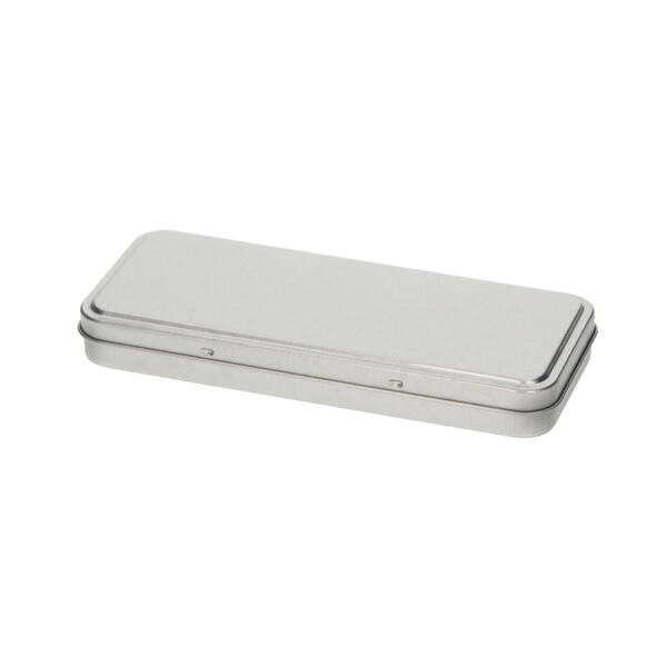 Pennenblik met scharnierdeksel zilver 181x76x22 mm