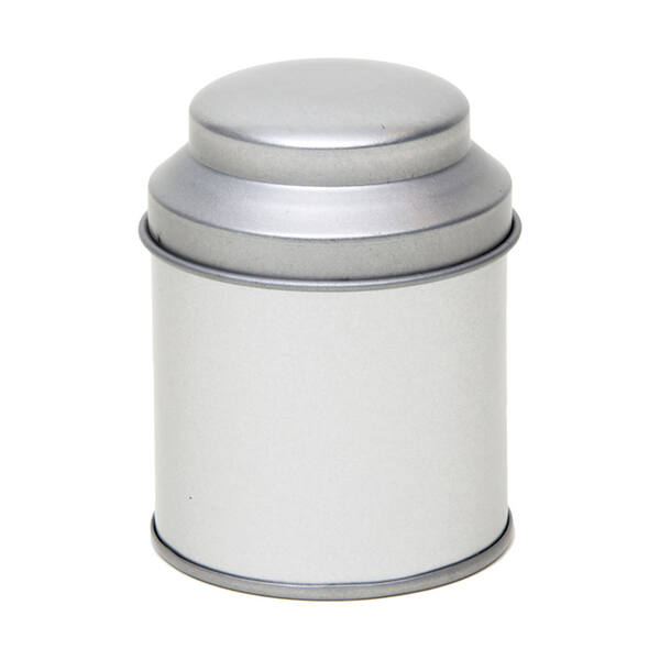 Blik rond met domed deksel klein zilver ø 53x70 mm