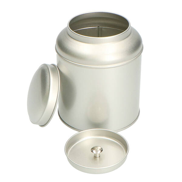 Blik rond met domed deksel en binnendeksel zilver ø 90x115 mm