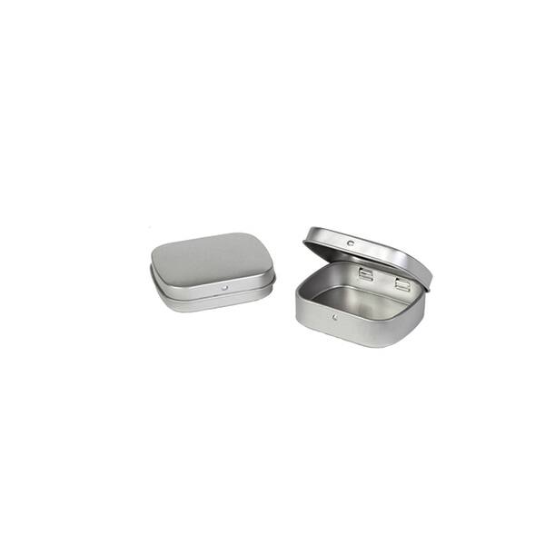 Pillendoosje klein met scharnierdeksel zilver 59x47x19 mm