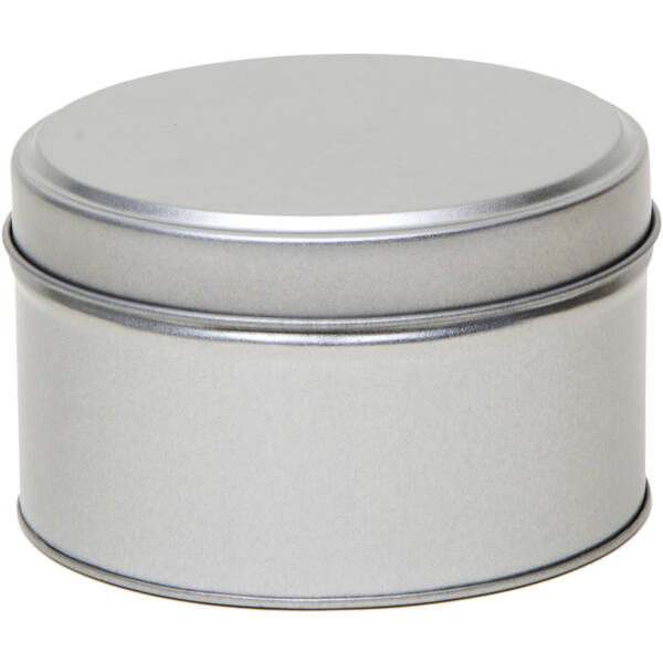 Blik rond met los overschuifdeksel zilver ø 107x65 mm