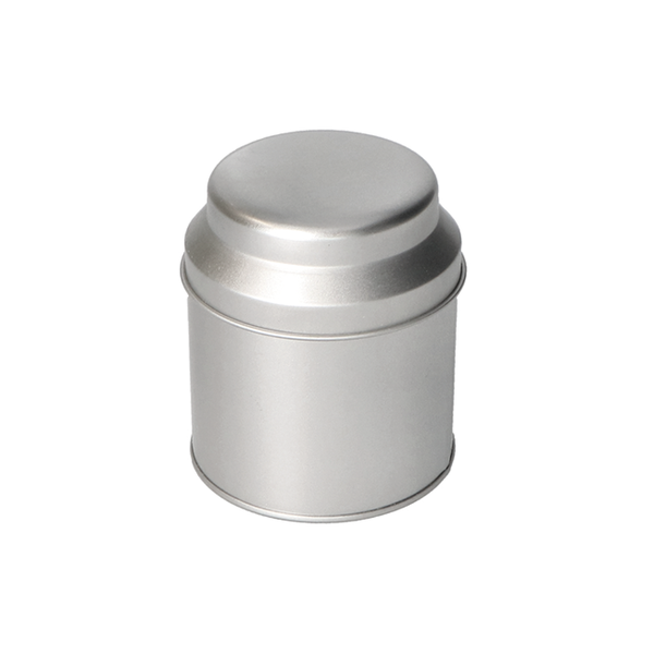 Blik rond 50 gram met domed deksel zilver ø 75x90 mm