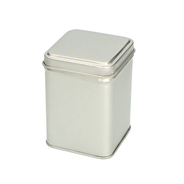 Blik vierkant 50 gram met los overschuifdeksel zilver 60x60x80 mm
