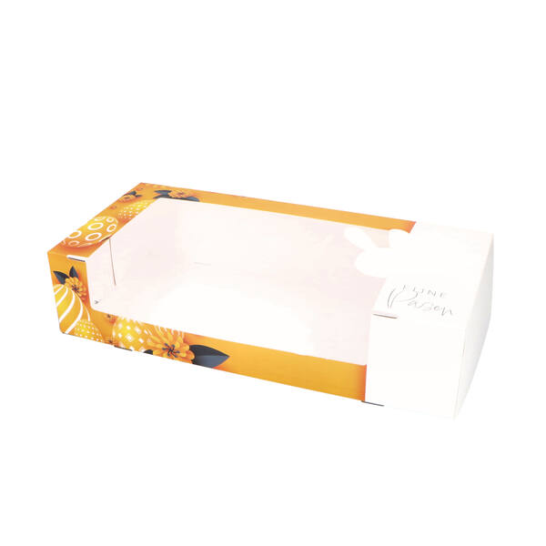 Paasbrooddozen met venster (DLV) 'Easter Surprise' 340x160x80 mm 6P met sleepvoetjes FSC