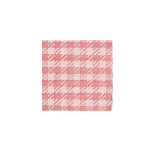 Servetten 1-laags tissue met 4-vouw rood wit geblokt 330x330 mm