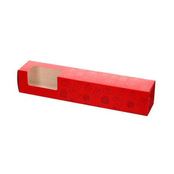 Staafkokers met venster dessin 'rood neutraal met lak tekening' 320x60x60 mm FSC