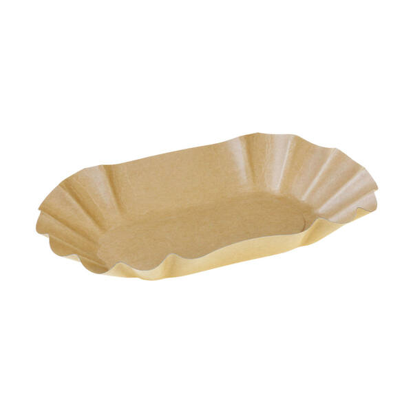 Schaal FSC kraft ovaal met vetbarrière 9x16x3 cm