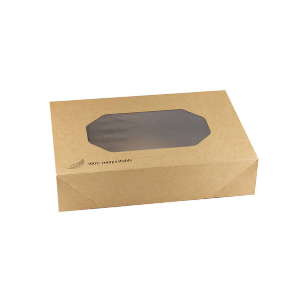 Cateringdoos met PLA venster kraft 56x38x8 cm
