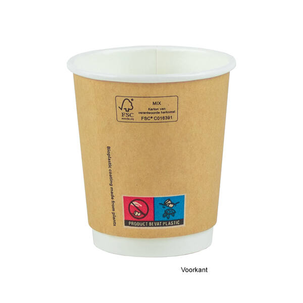 Bekers PLA kraft dubbelwandig 12 oz/360 ml ø 90 mm