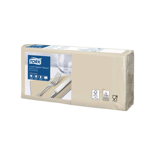 Servetten gerecycled 2-laags met 4-vouw ongebleekt 330x330 mm