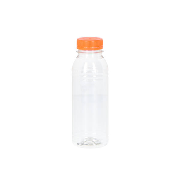 Fles RPET met oranje dop 38 mm 330 ml/17 gram