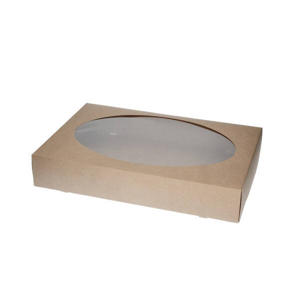 Cateringdoos met PET venster kraft 46x31x8 cm