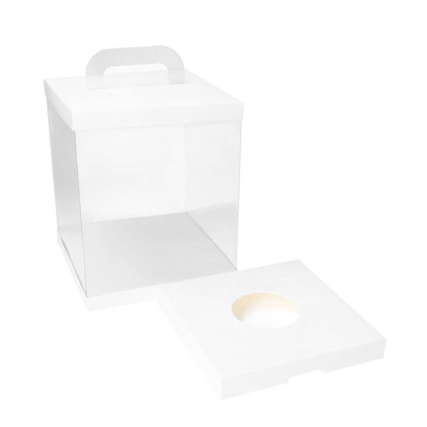 Presentatiedozen met bodem transparant/wit 190x190x230 mm