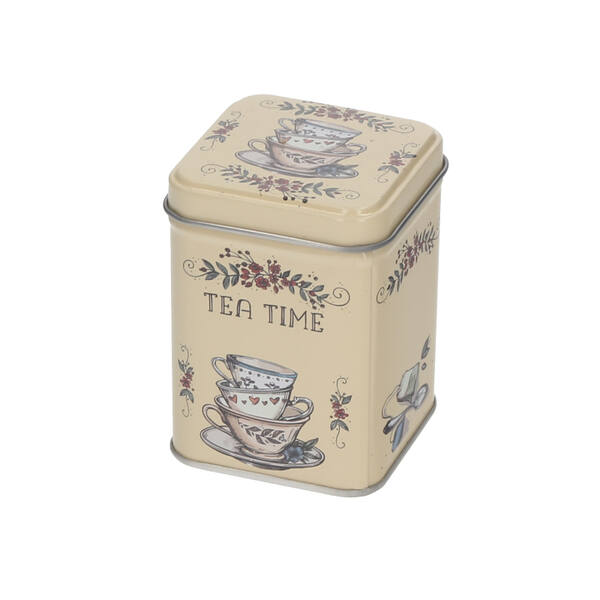 Blik vierkant 'Tea Time' 50 gram met los overschuifdeksel
