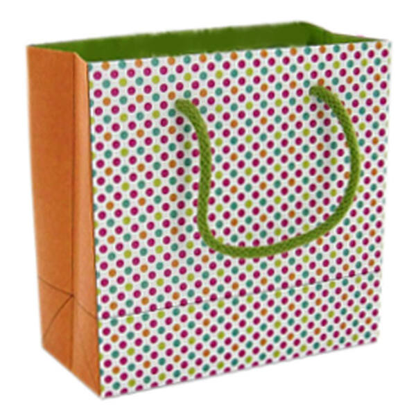 Papieren draagtassen gestreken kraft mat gelamineerd Dotty 120x60x120+40 mm