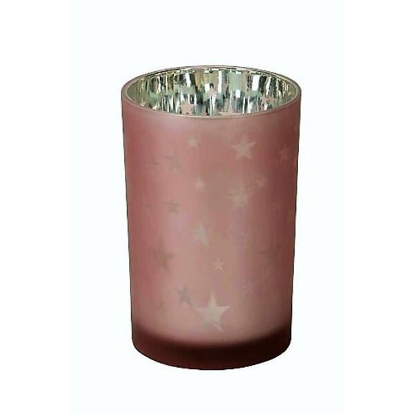 Windlicht roze ster 75x80 mm per 8 stuks