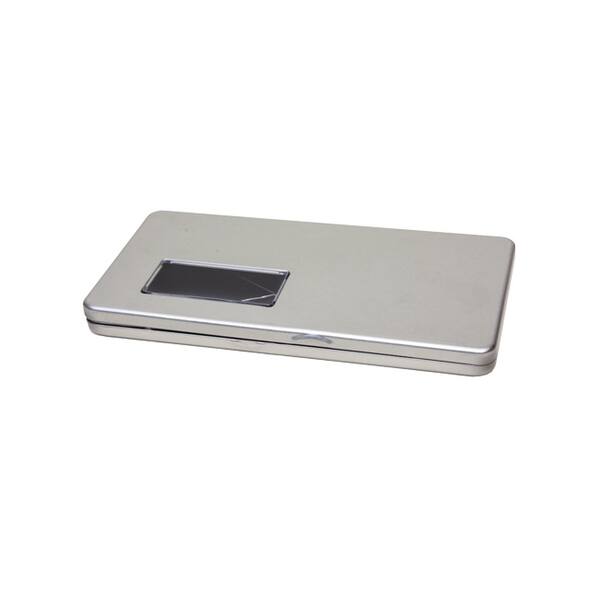 Blik envelop met scharnierdeksel en venster zilver 235x120x20 mm