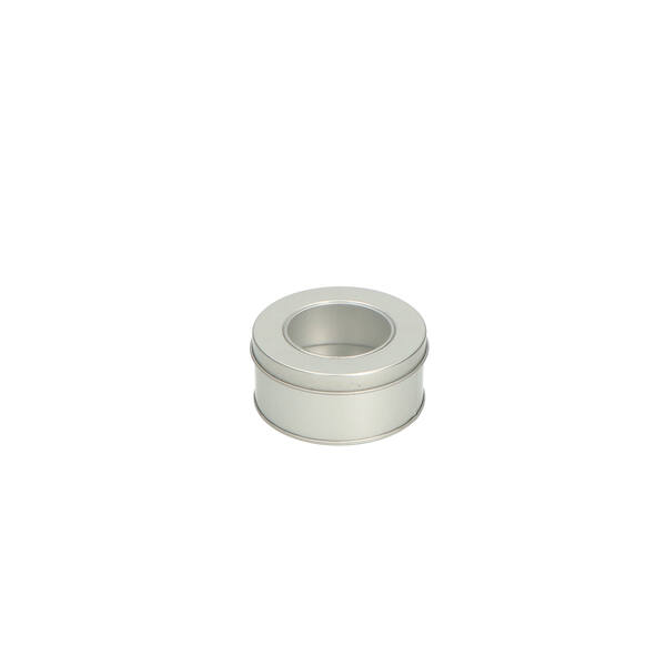 Kruidenblik rond met venster zilver ø 86x40 mm