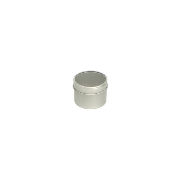 Kruidenblikje rond met venster zilver ø 60x45 mm