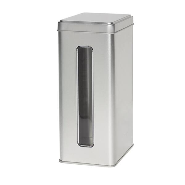 Blik rechthoekig met overschuifdeksel en venster zilver 110x73x178 mm