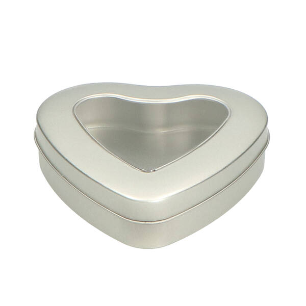 Blik hart met venster zilver 122x127x28 mm