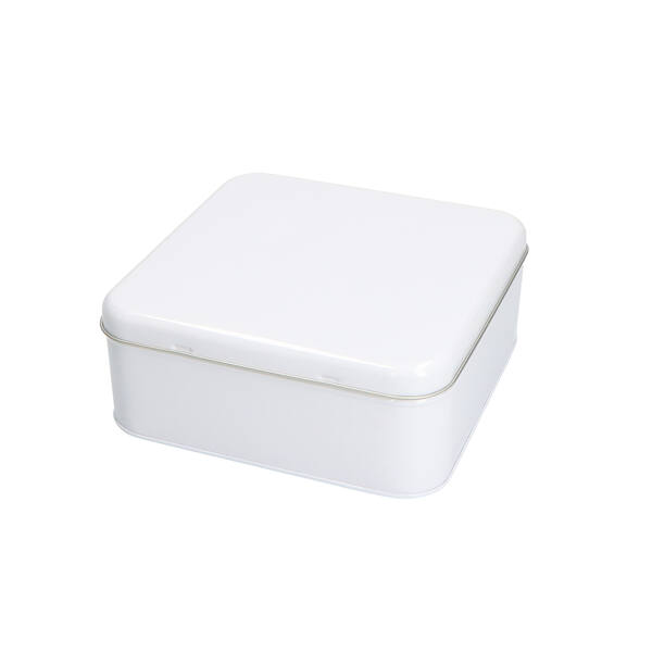 Koekblik vierkant met los overschuifdeksel wit 165x165x67 mm