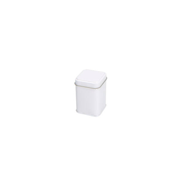 Blikje vierkant 25 gram met los overschuifdeksel wit 44x44x64 mm