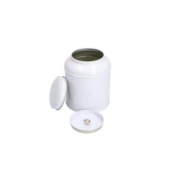 Blik rond met domed deksel en binnendeksel wit ø 90x115 mm