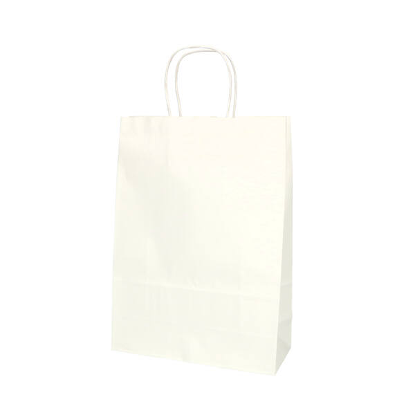 Draagtassen papier kraft wit 230x100x320 mm met gedraaide koordjes
